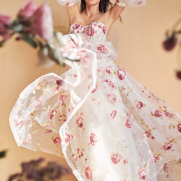 NEW LONG OFF THE SHOULDER STRAPLESS TULLE DRESS WITH REMOVABLE SLEEVES AL A1133 - Picture 11 of 11